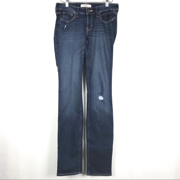 Hollister Distress Straight Jeans Size 3L Blue - Picture 1 of 7